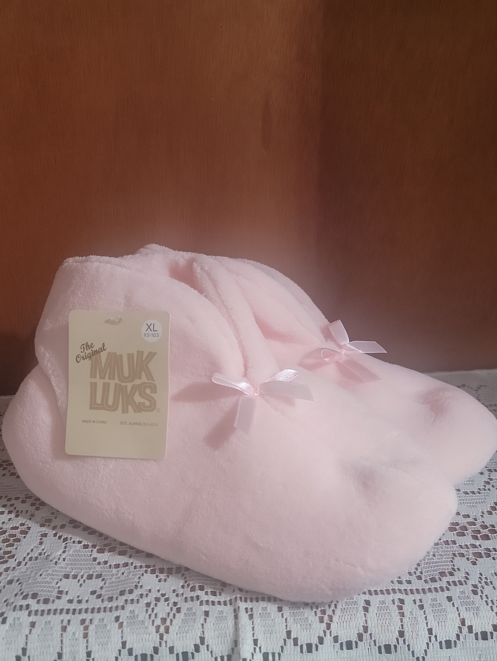 Muk Luks Plush Satin Pink Slippers Size XL